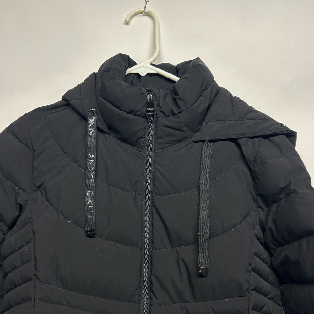 Women's Black Hooded Puffer Coat down filled size small - Picture 8 of 8